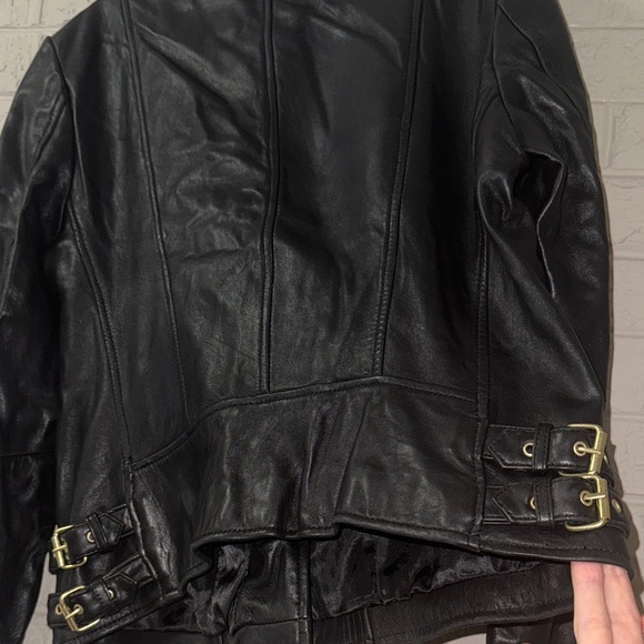 Victoria's Secret Genuine Leather Black Jacket with Gold Details - Picture 11 of 17